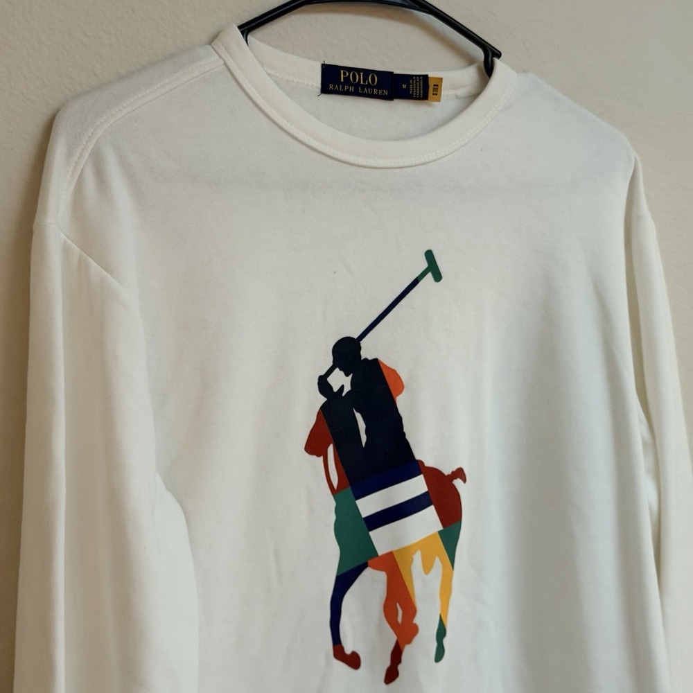 Polo Ralph Lauren Multicolor Big Pony Horse Logo Fleece Crewneck Men's Medium - Picture 7 of 10